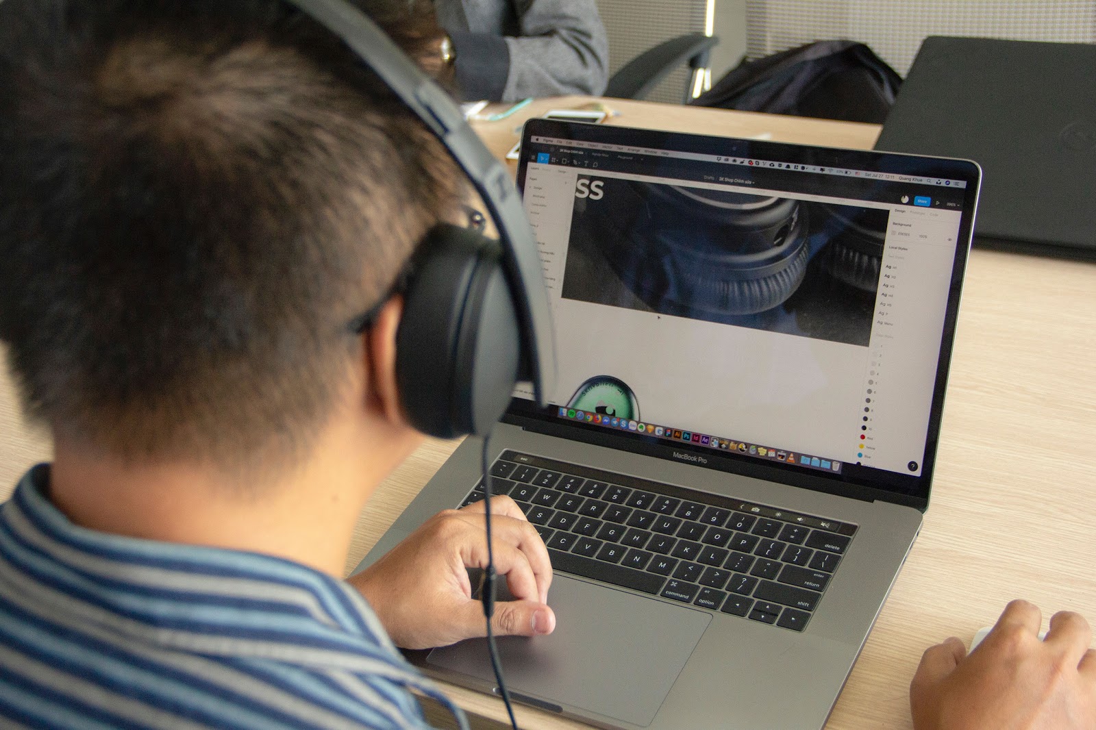 Watching a video on a laptop