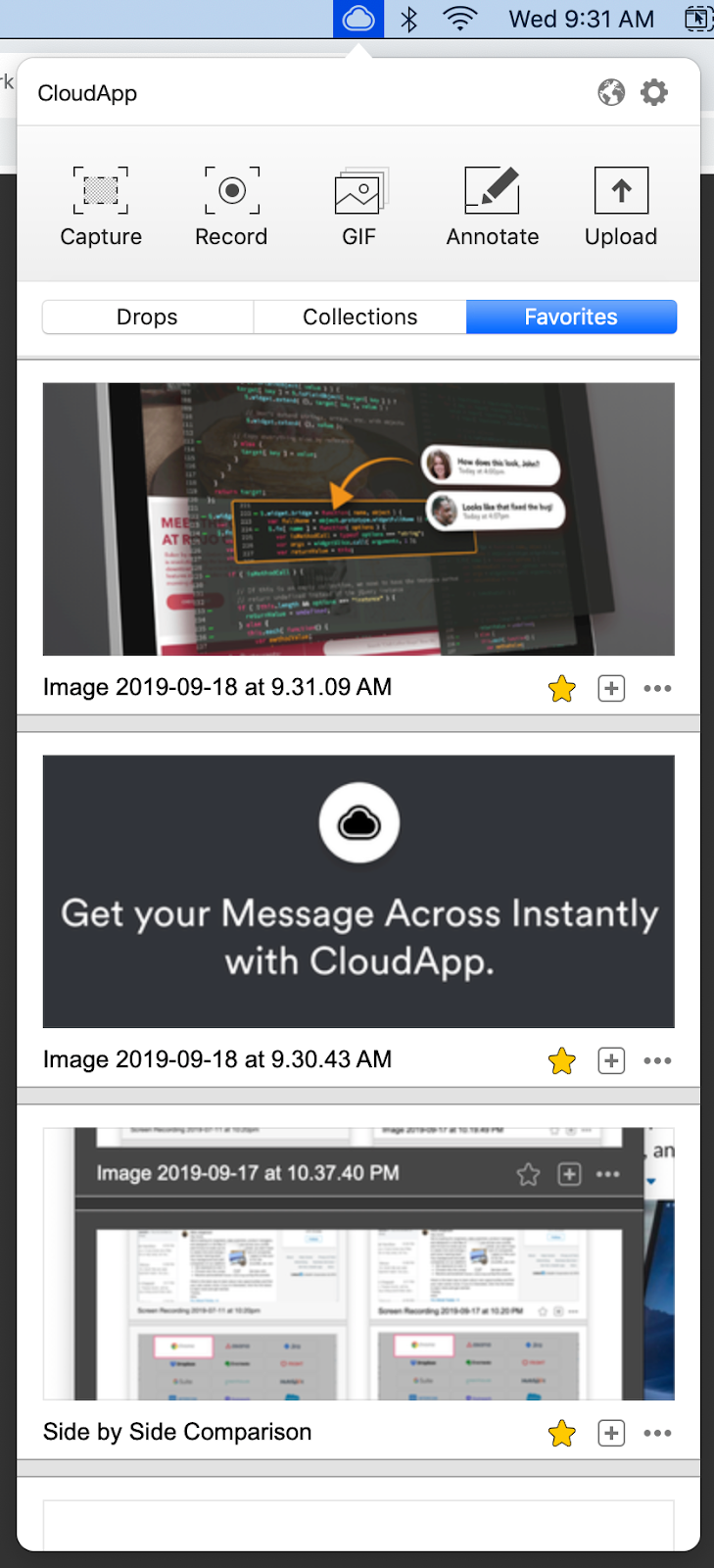 Favorites Feature for CloudApp