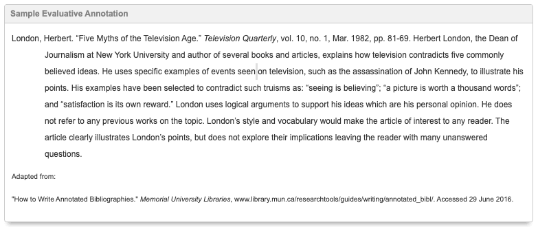 An example of an evaluative annotation.