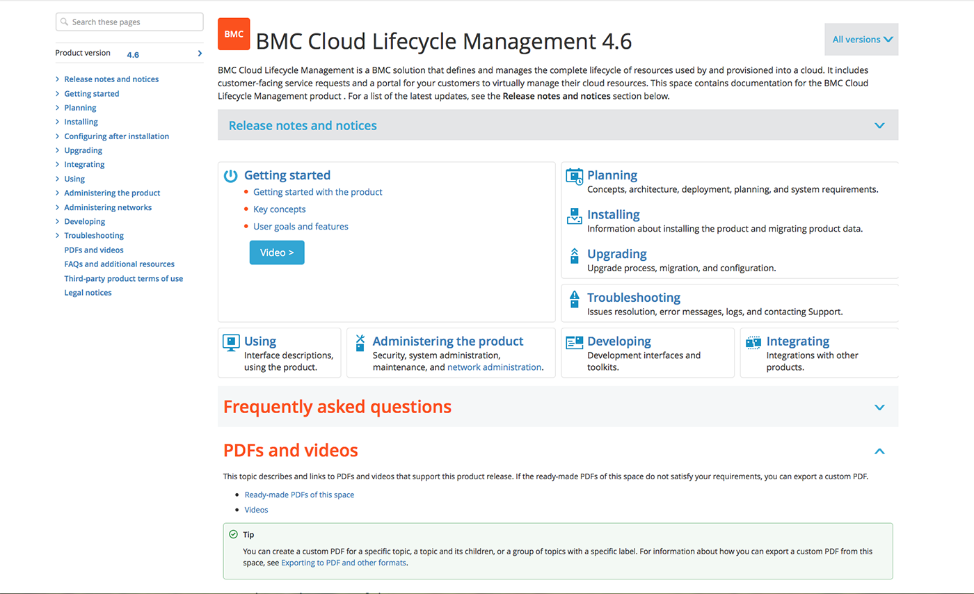 Screenshot of BMC documentation.