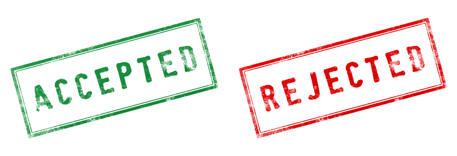 Stamps saying accepted and rejected