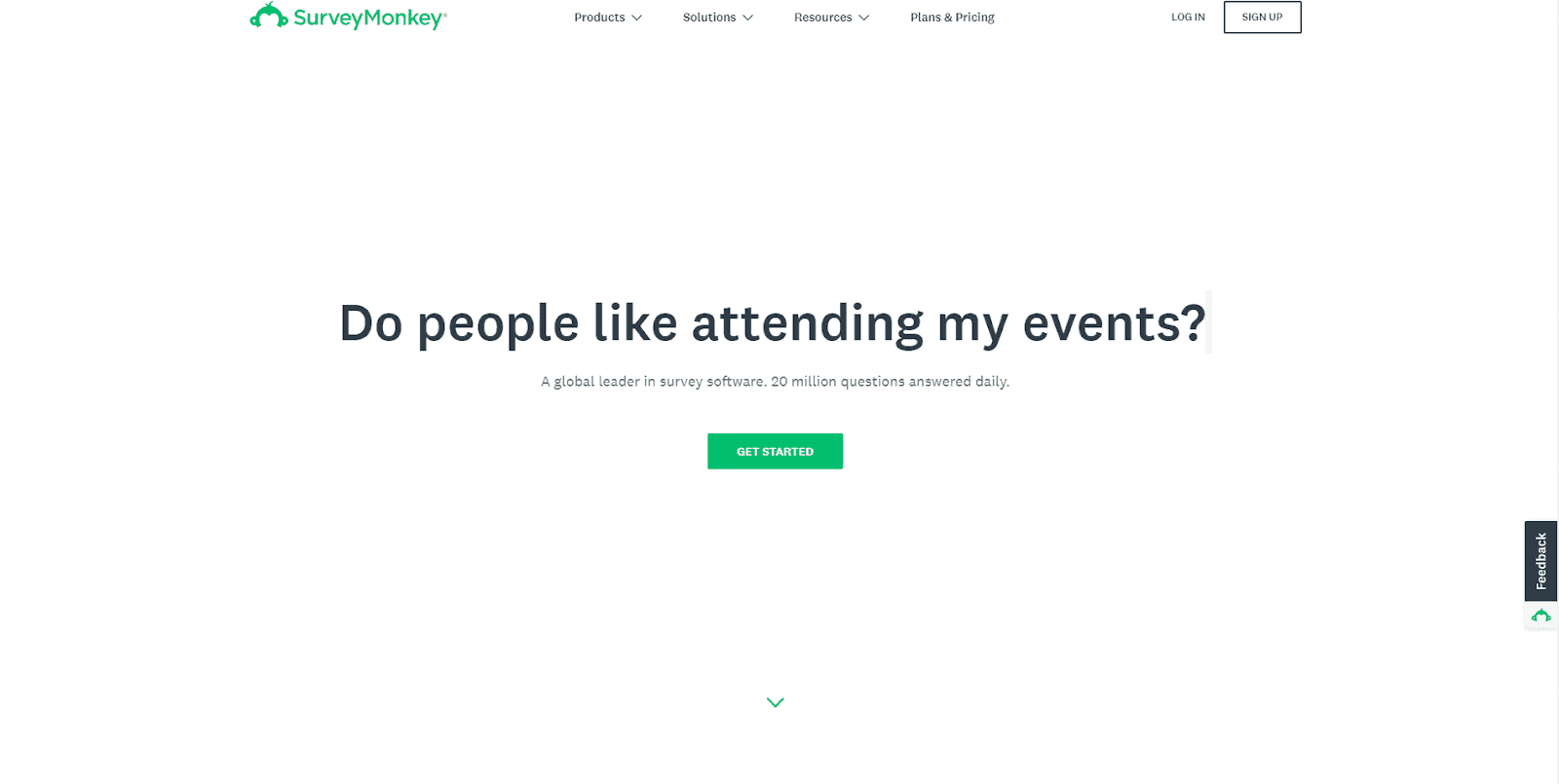 Homepage of SurveyMonkey, one of the most popular online survey tools available.