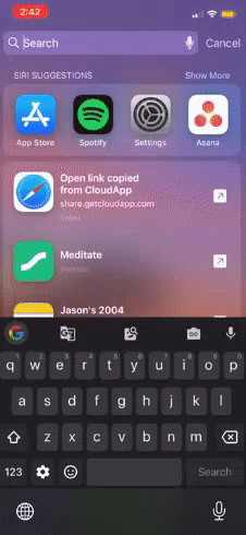 GIF of searching for the app store on iOS