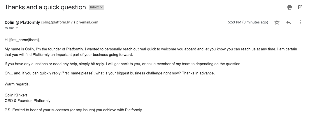 Email Template from Platformly