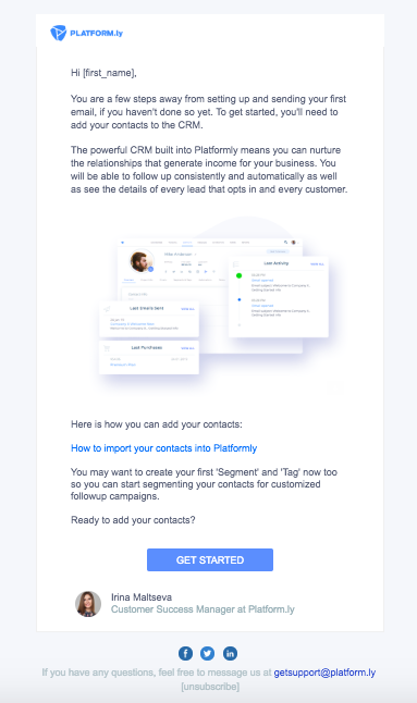 Email Template Example from Platformly