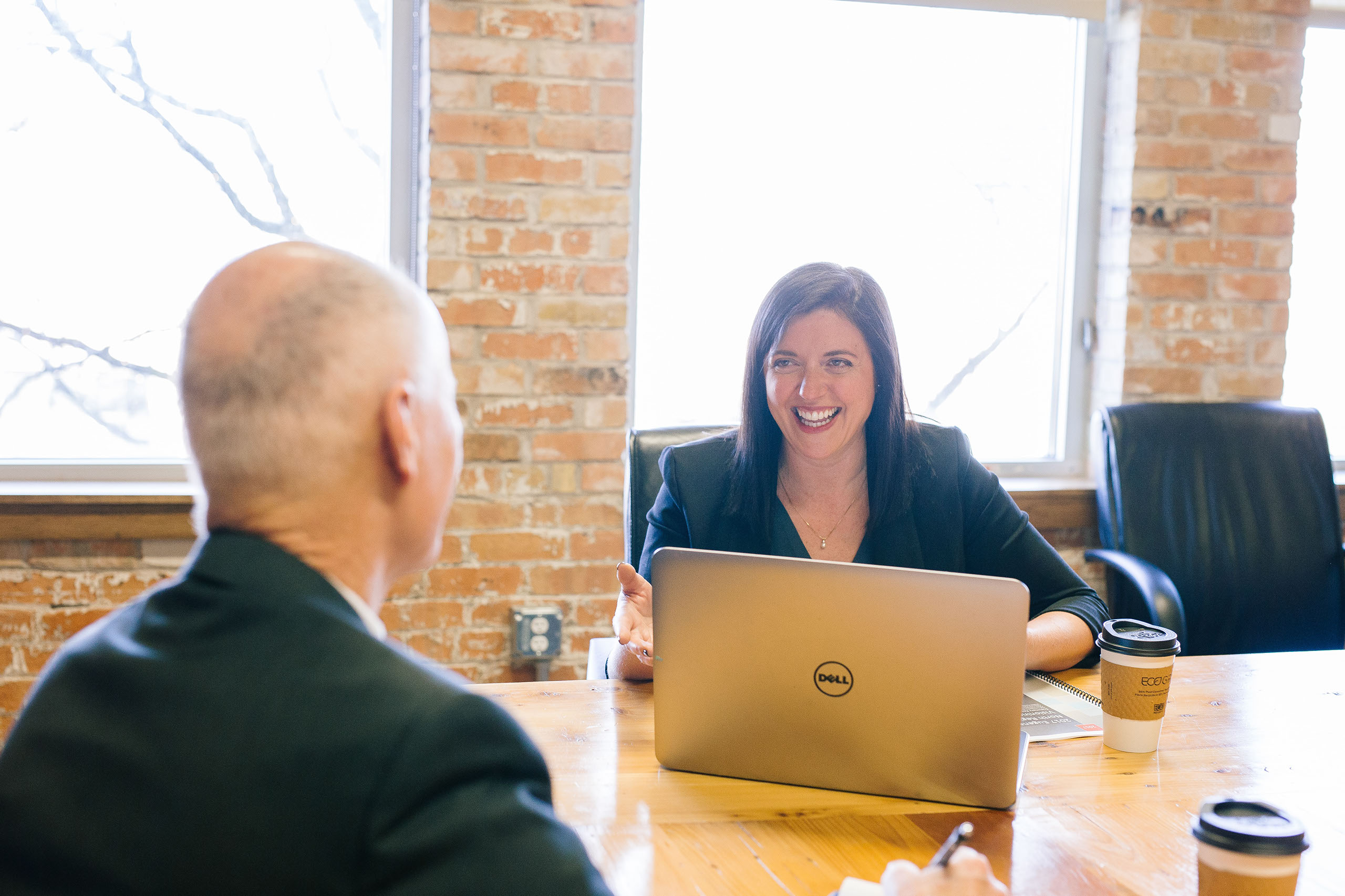 woman interviewing man