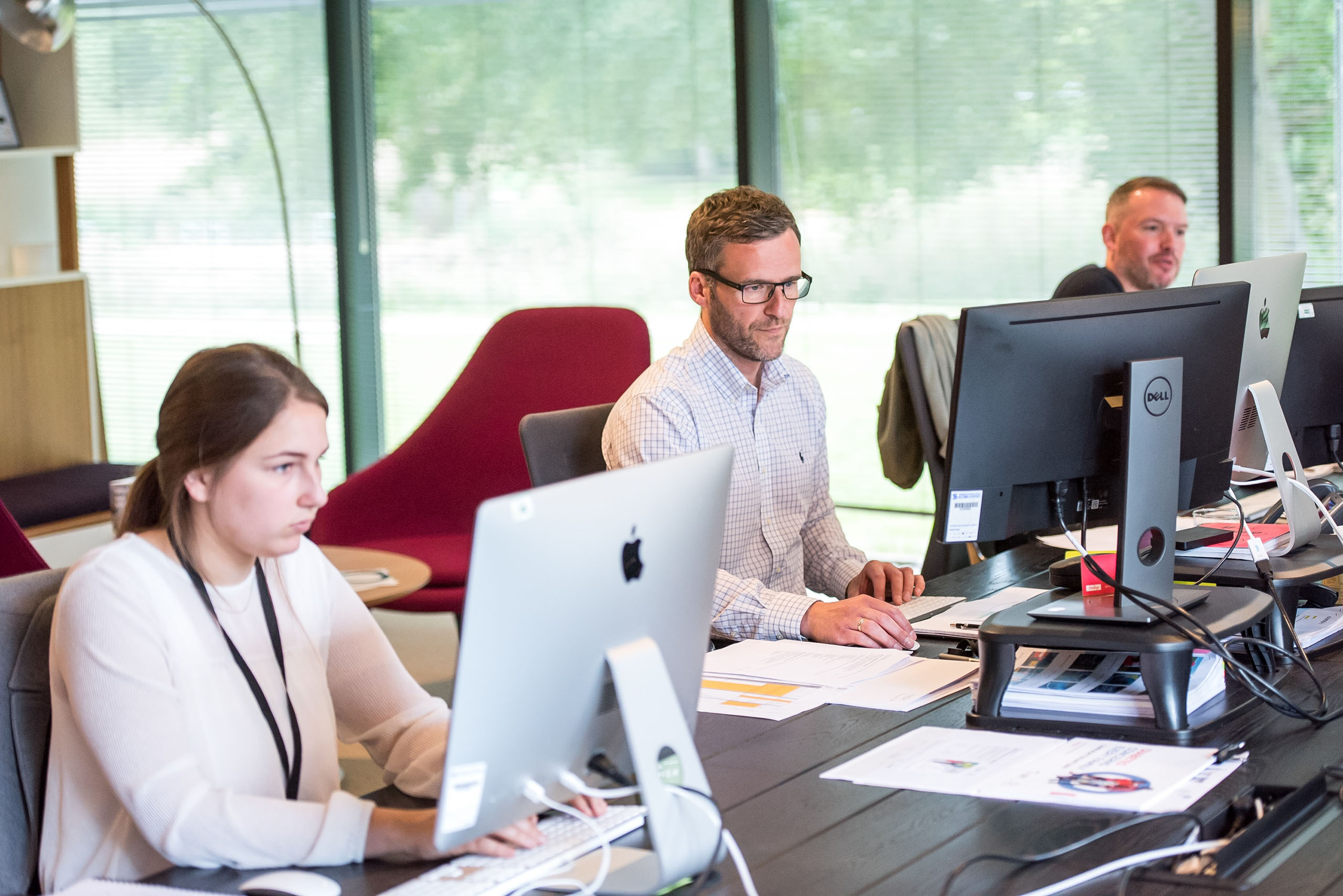 Employees working at computers