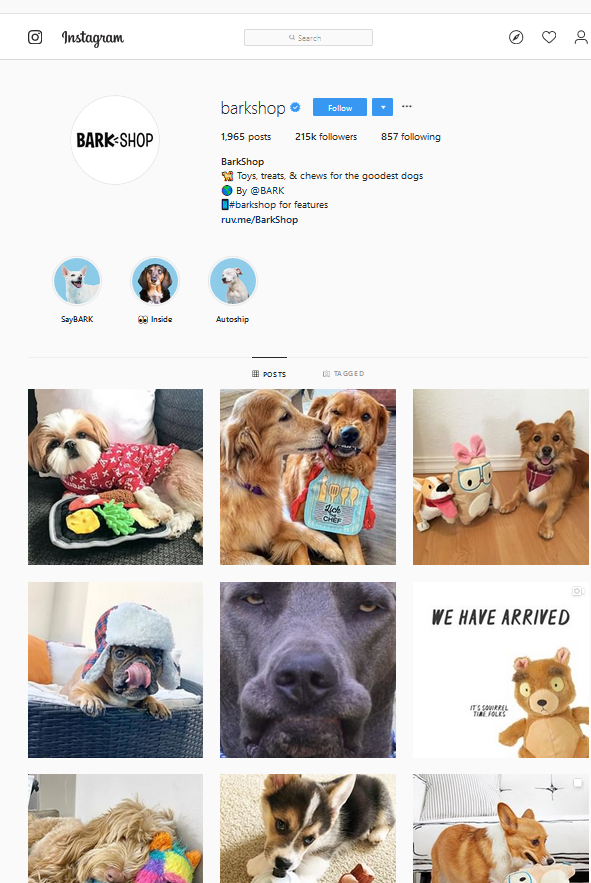 Bark Shop Instagram