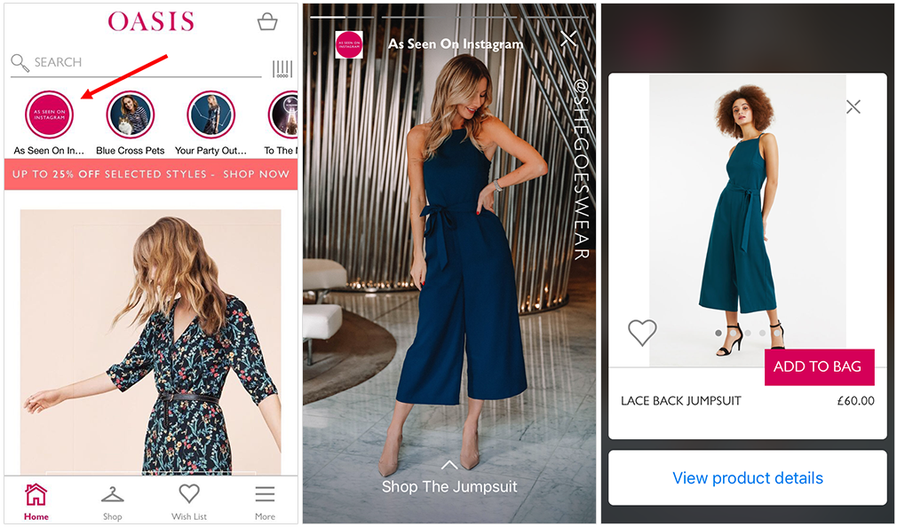 Oasis Mobile Shopping Experience