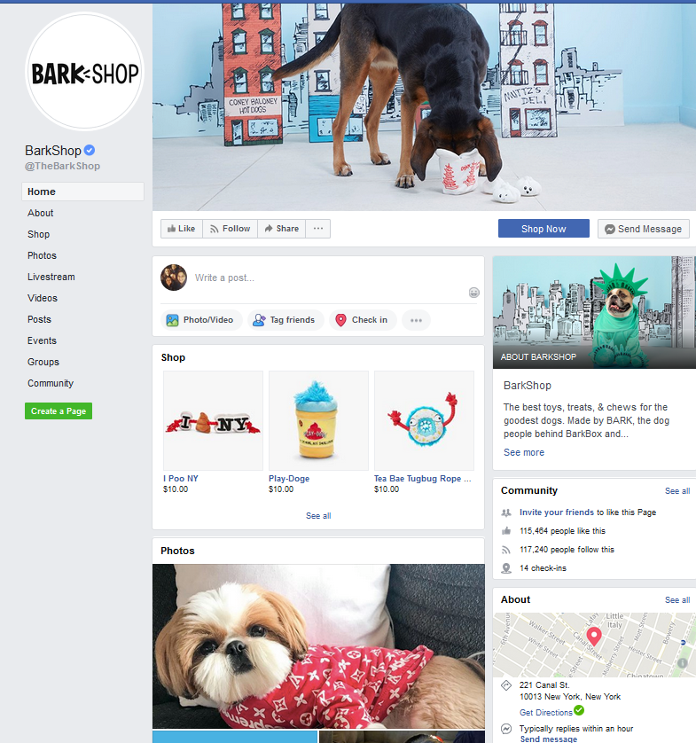 Bark Shop Facebook Page
