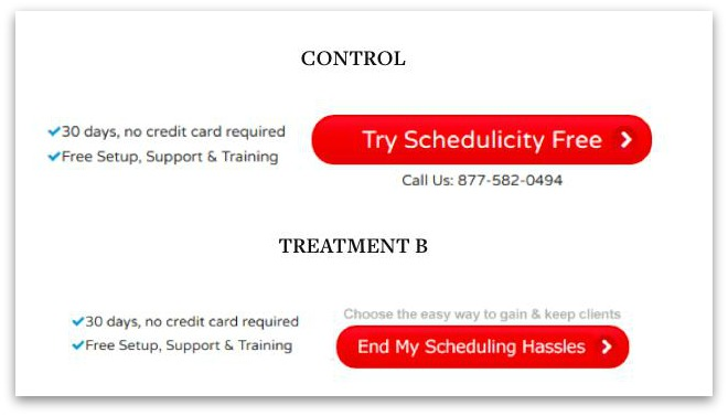 The difference between Schedulicity's two CTAs.