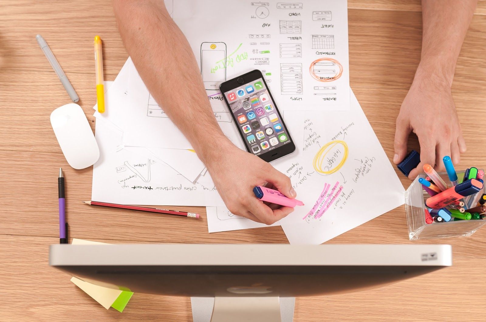 Man writing product process in markets