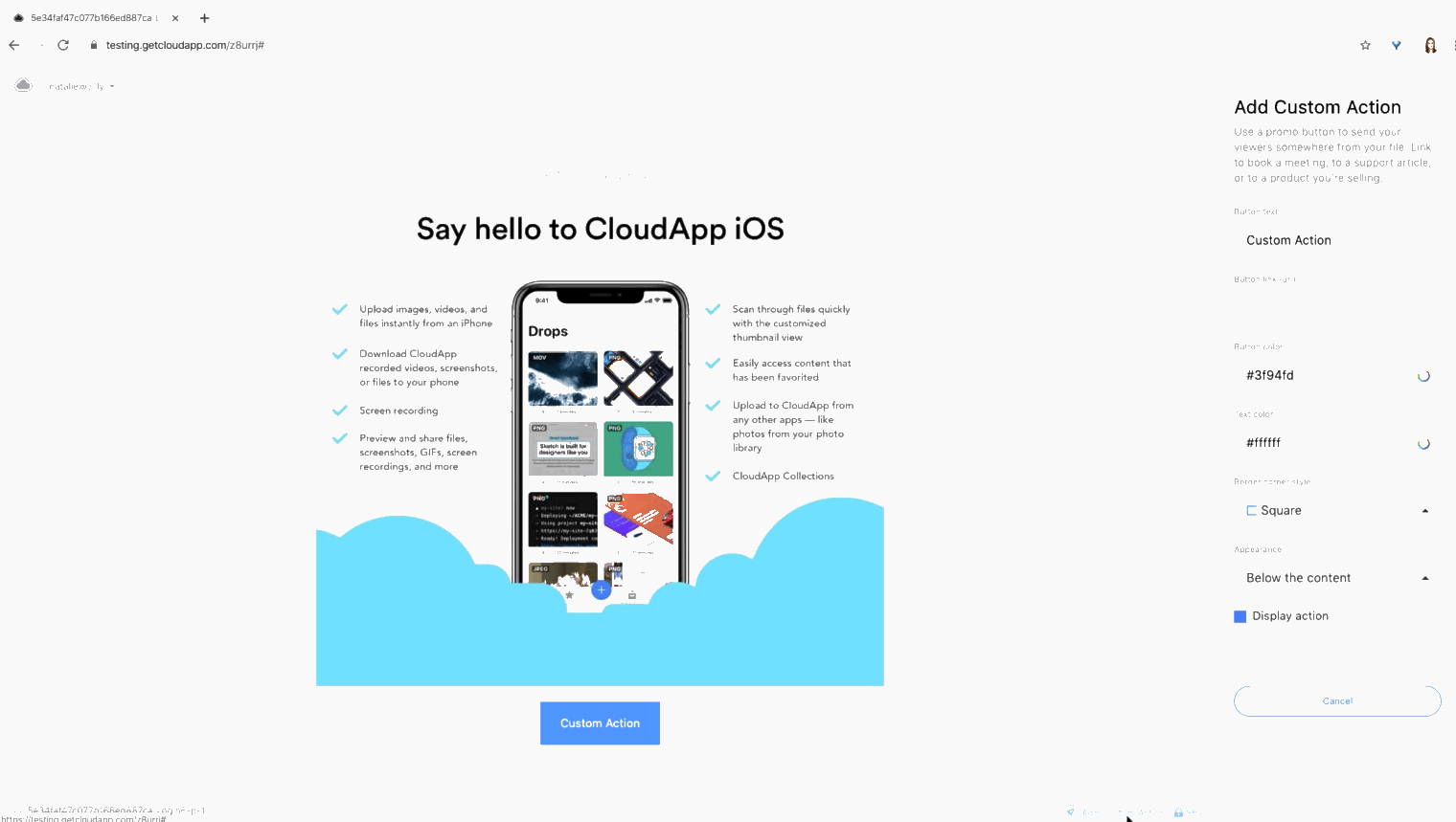 Update CTA in CloudApp Screen Recording GIF