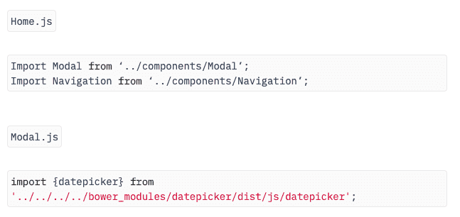 Importing components into containers or source code in webpack