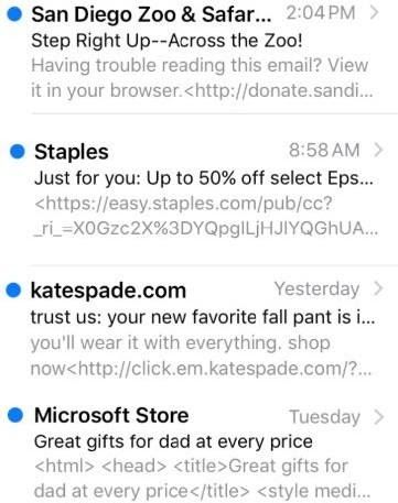 Example of email preview text mistakes