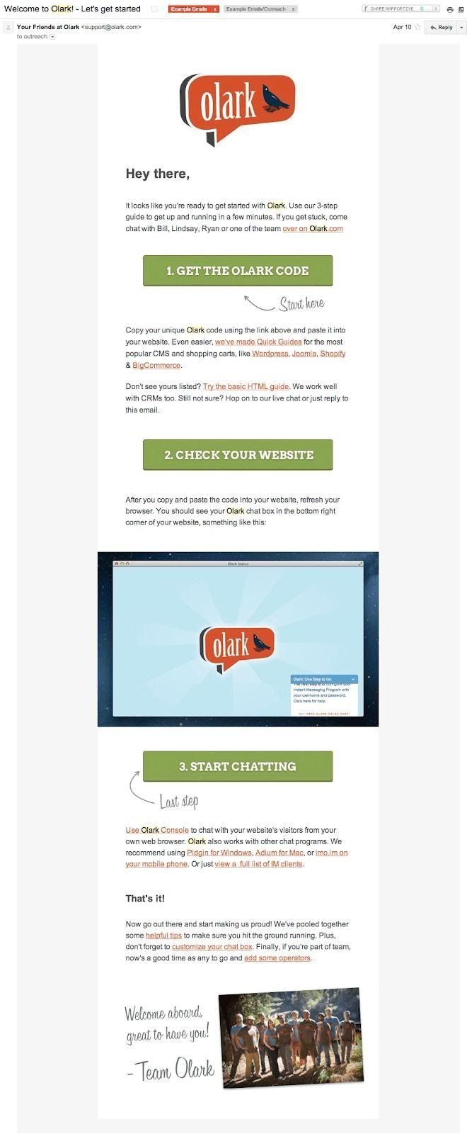 Example of Email from Olark