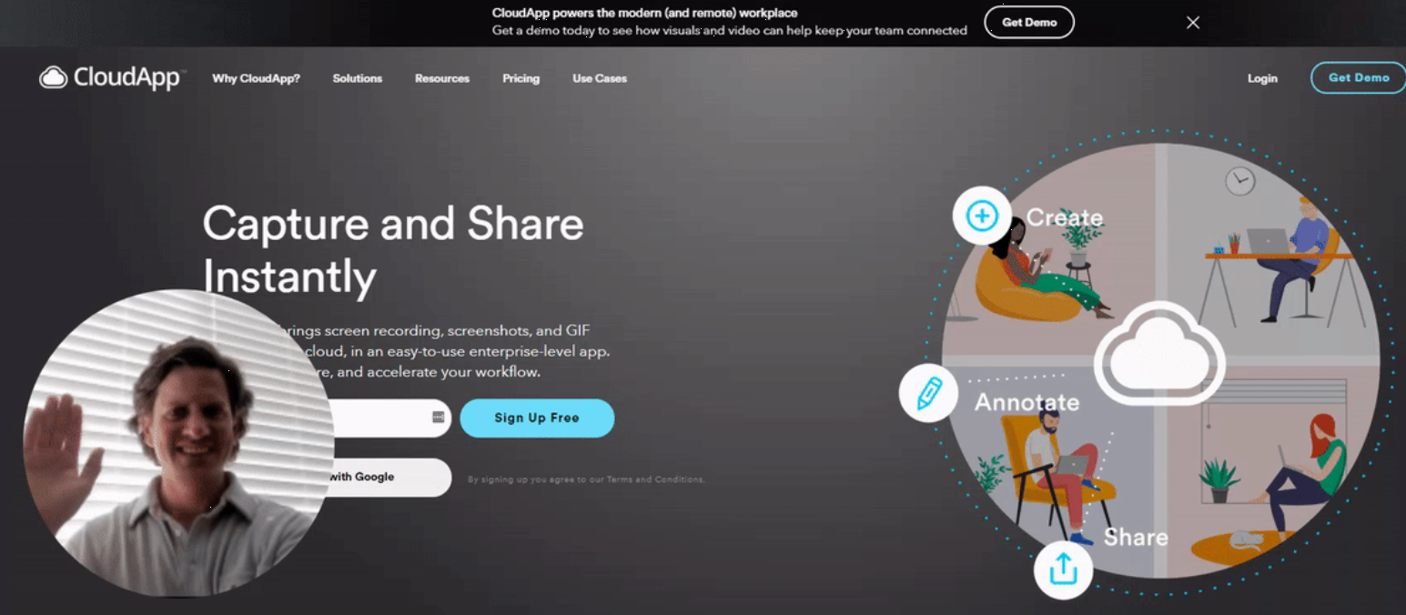 Screenshot of Joe Martin using CloudApp Screen Recording