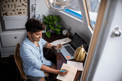 A man working in his home office.