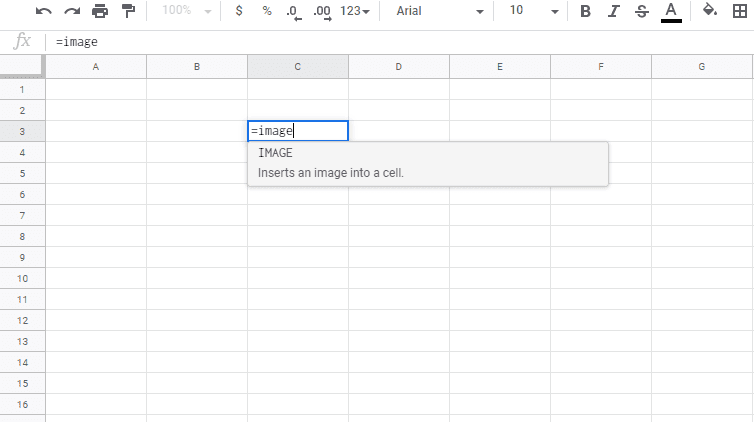 Google Sheets insert image