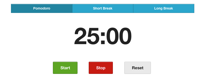 A screenshot of TomatoTimer's distraction cancelling software.