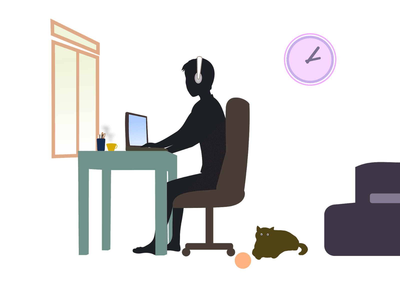 Remote employee working at desk