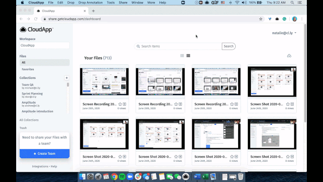 An animated image of a user searching for the word “cloudapp” in her items.