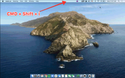 An animated image of a user using the shortcut CMD + Shift + i to immediately start a recording