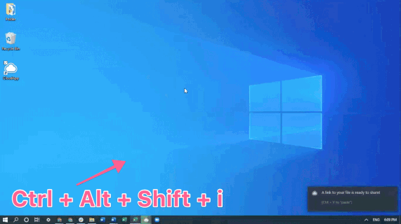 An animated image of a user using the shortcut Ctrl + Alt + Shift + i to immediately start a recording.