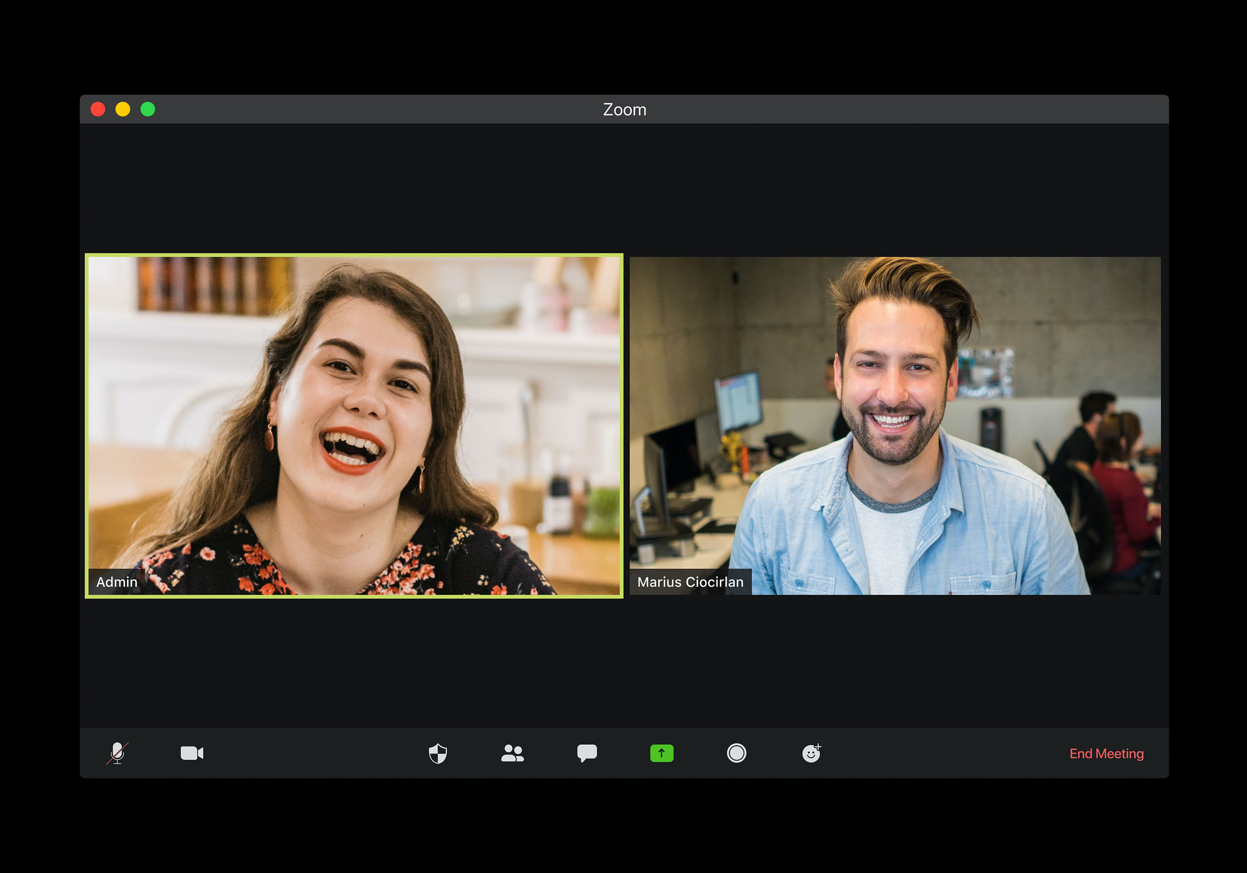 two employees on a zoom conference call