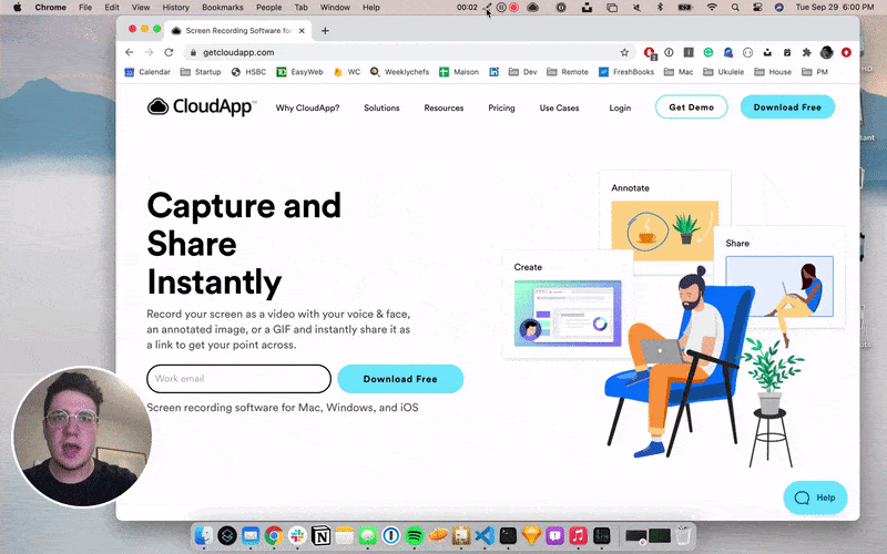 GIF of Product Manager Phin doing CloudApp video annotations