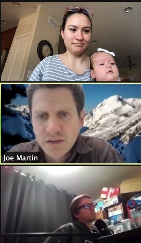 Screenshot of CloudApp team meeting on Zoom with Maile, Joe, and Michael
