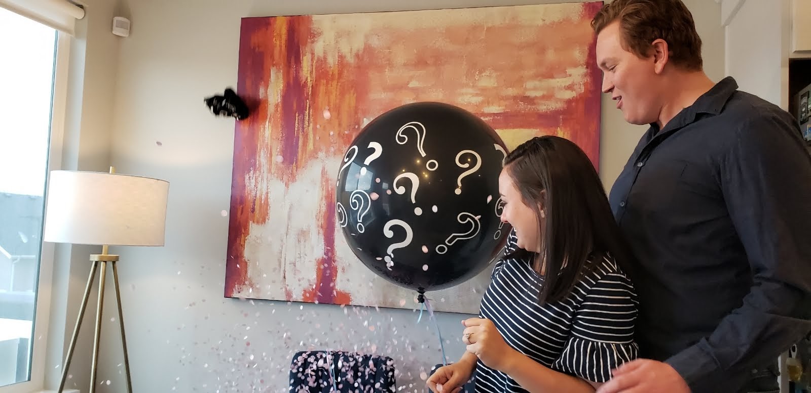 screenshot of gender reveal balloon popping