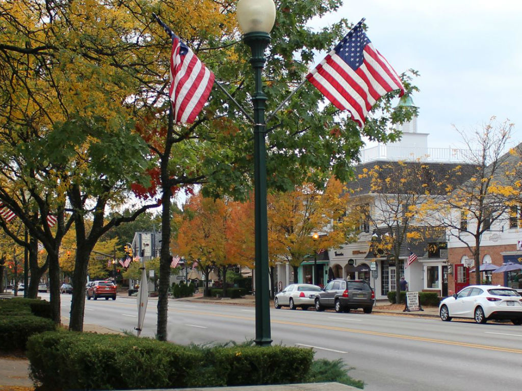 a worthington street in the fall