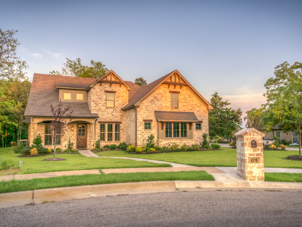 an orange brick house