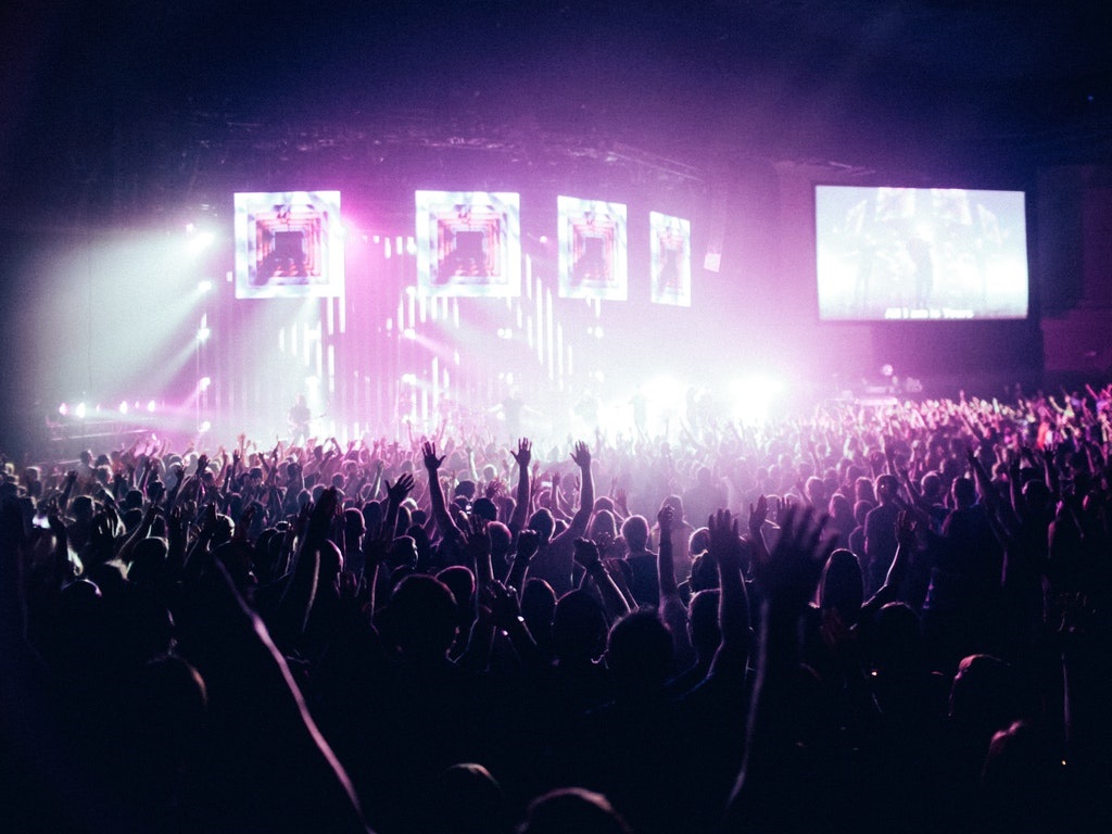 people in a packed venue for a concert