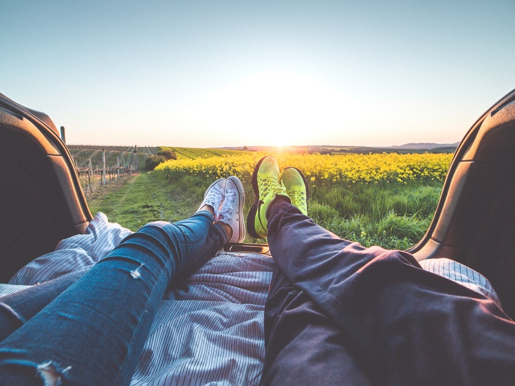 couple on a picnic blanket