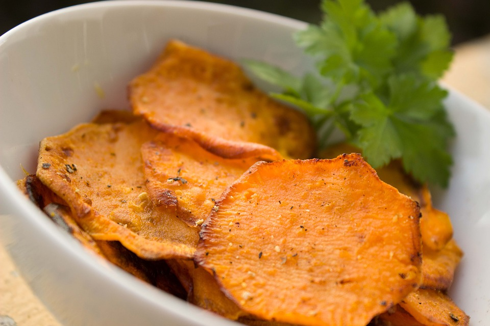 bowl with sweet potato chips