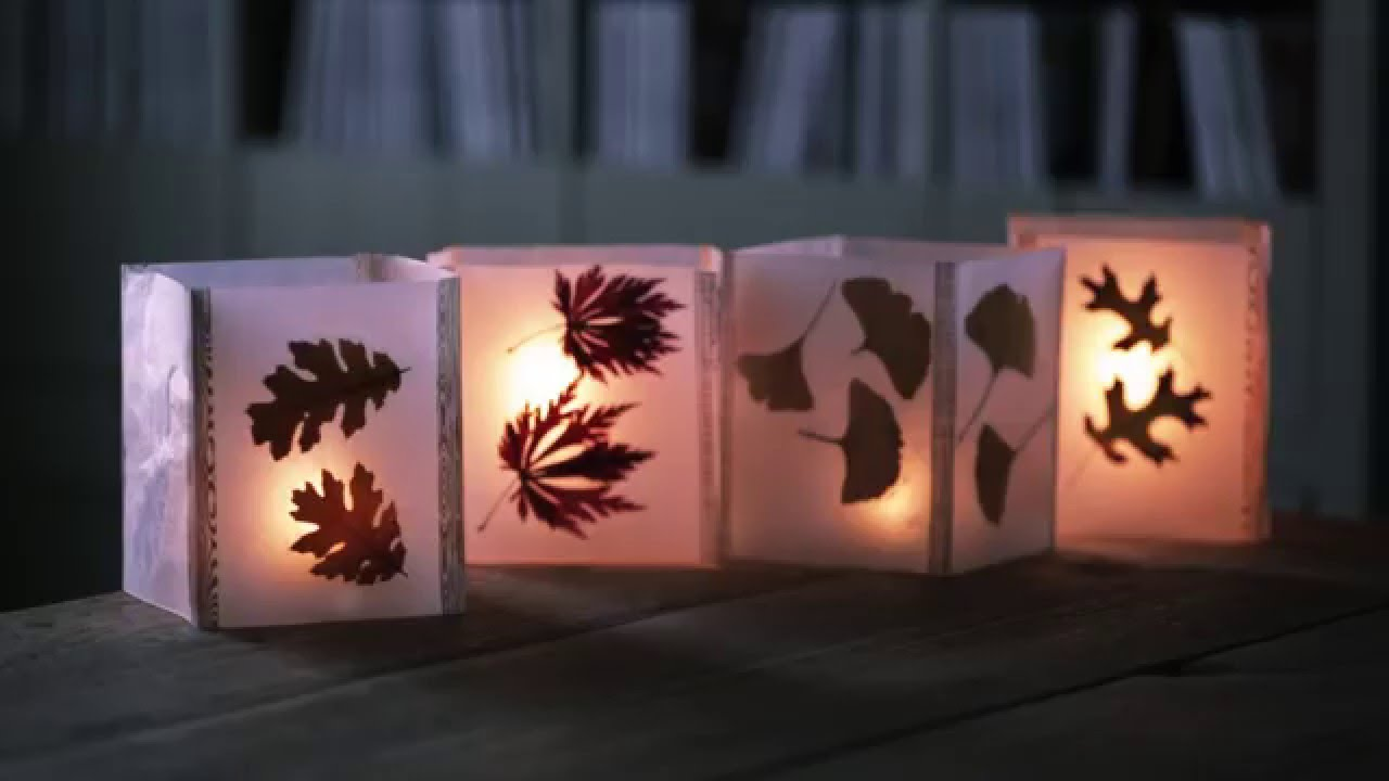 paper lanterns decorated with leaves