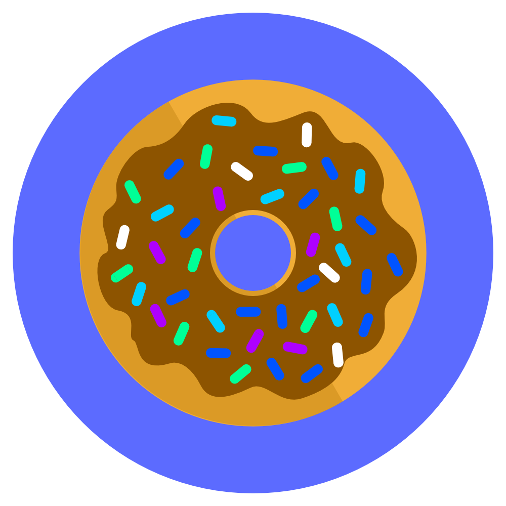 icon donut with chocolate icing and sprinkles