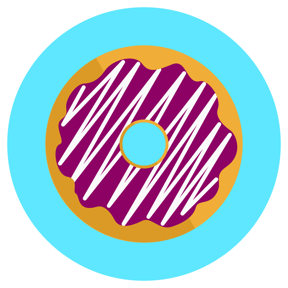 icon donut with berry icing and white drizzle