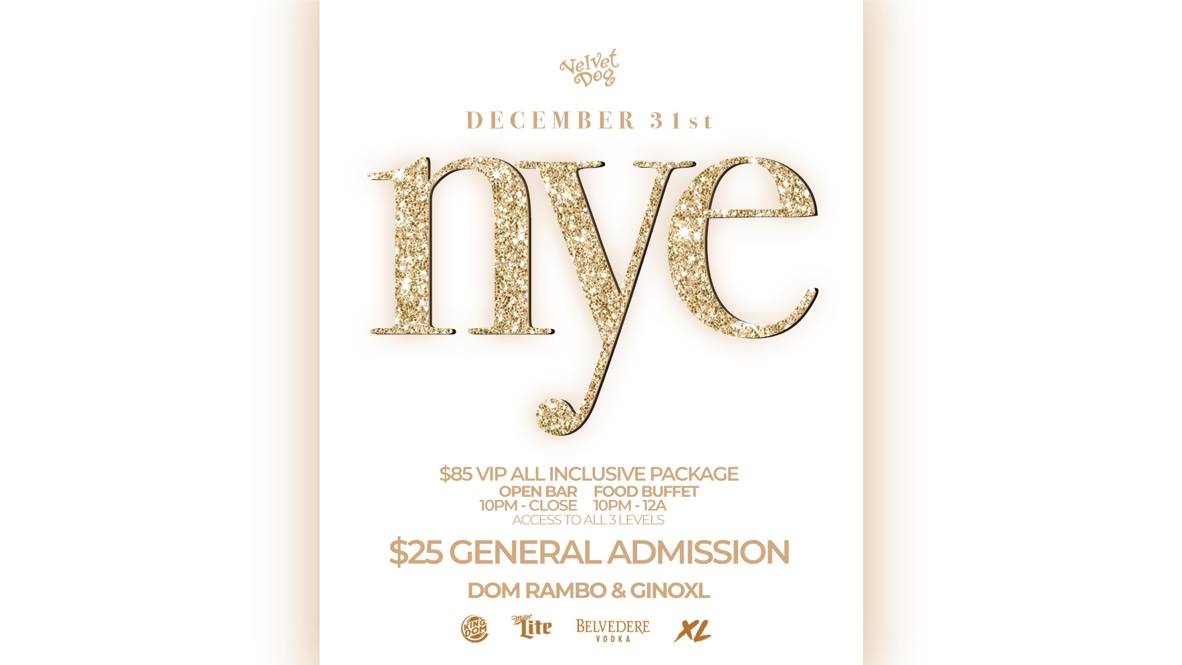 Ad for NYE 2019 at the velvet dog