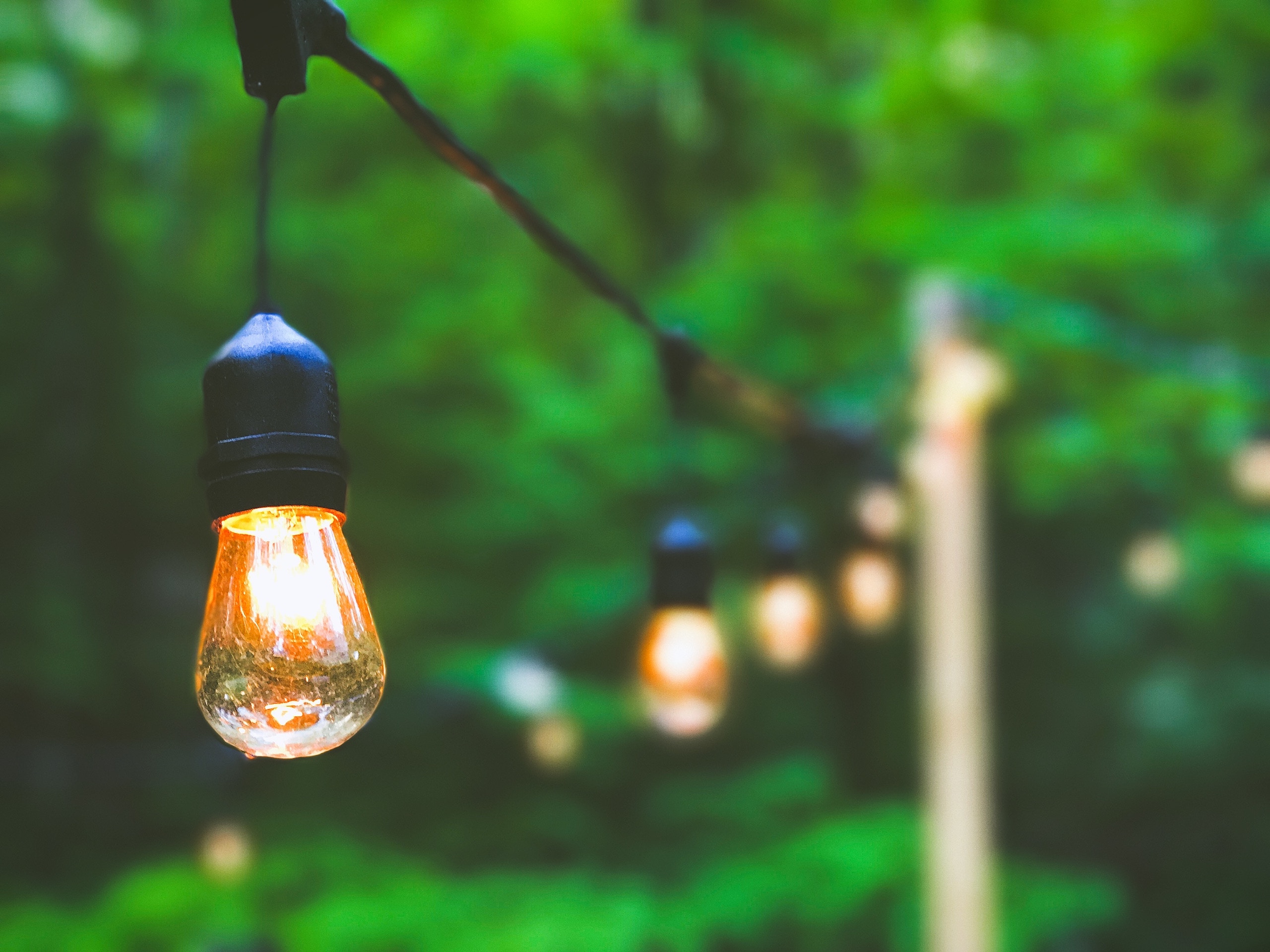 whimsical outdoor Edison bulb lighting