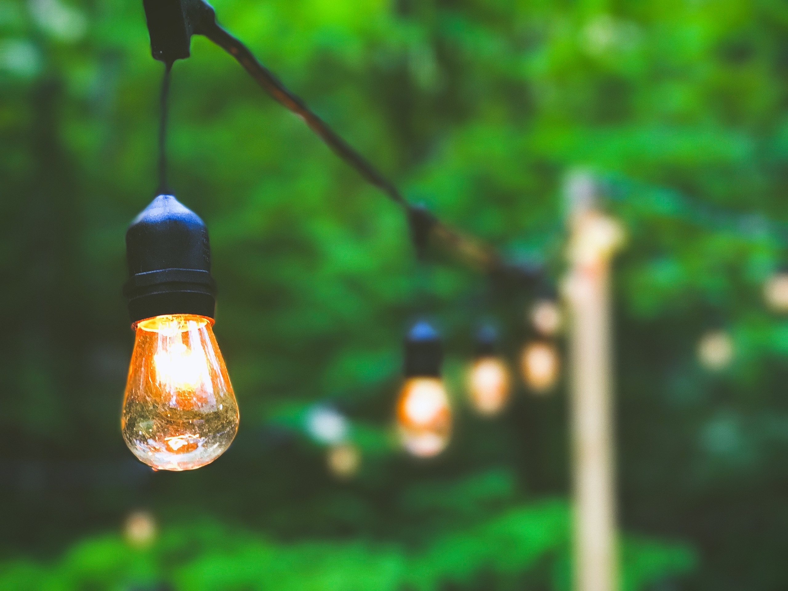 whimsical outdoor Edison bulb lighting 