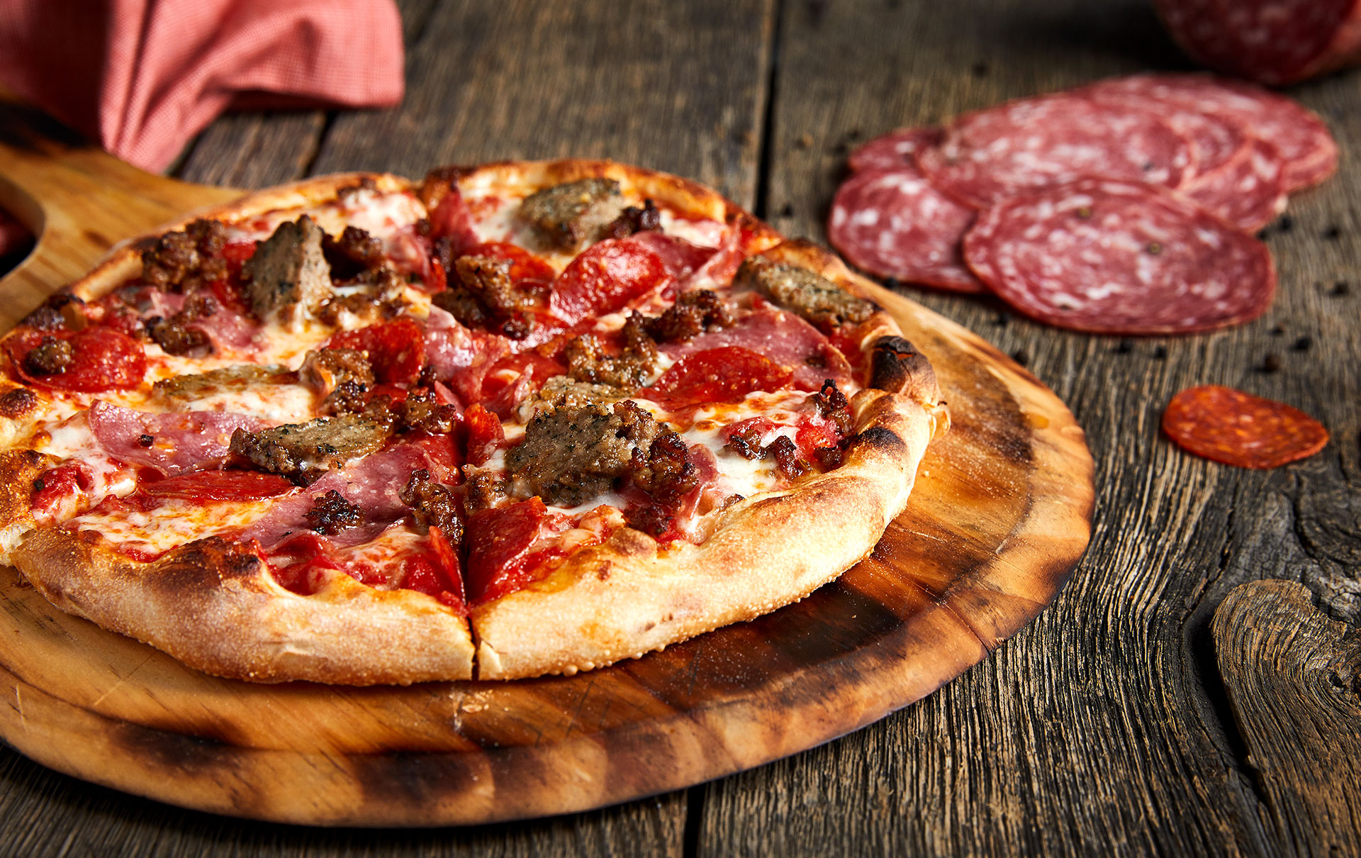 meatball and pepperoni pizza