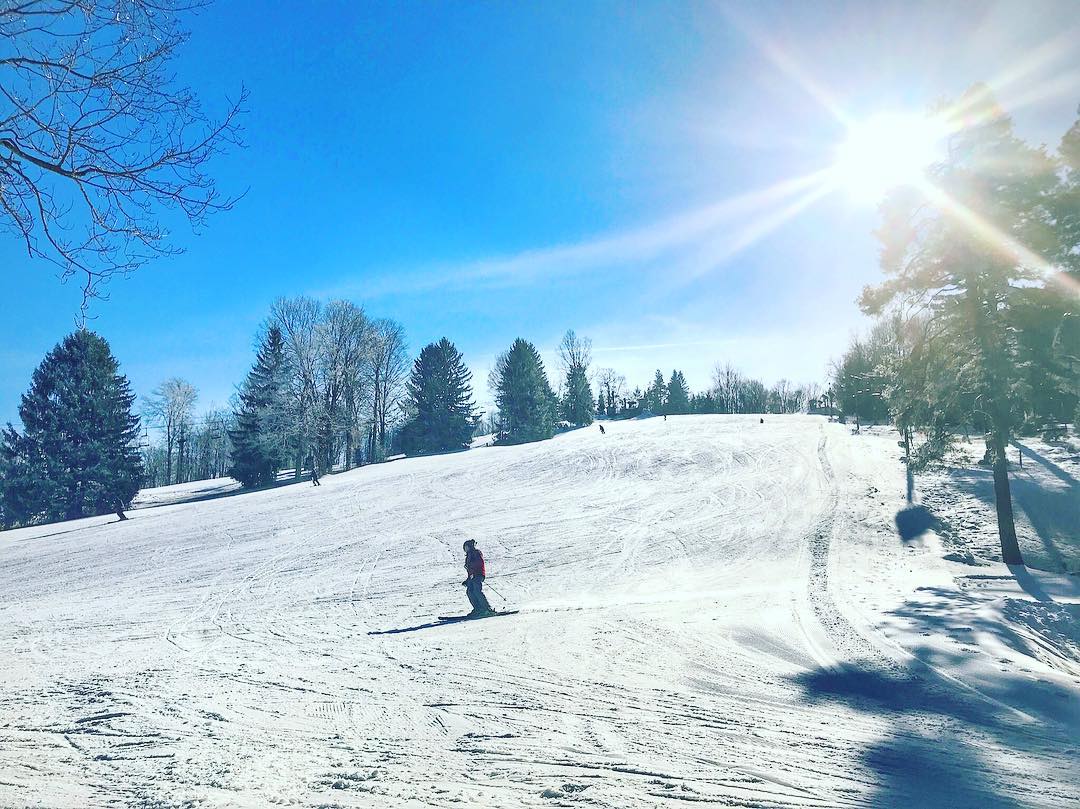 person skiing on hill at Snow Trails Ohio