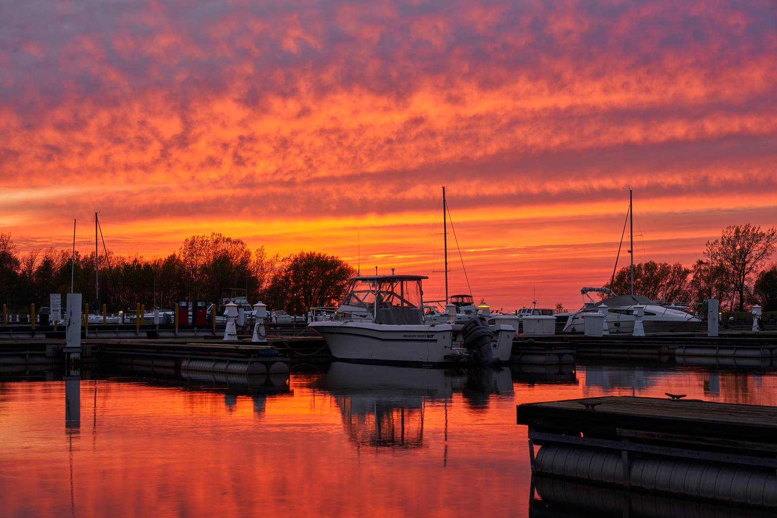 beautiful sunset on dock of Geneva on the Lake