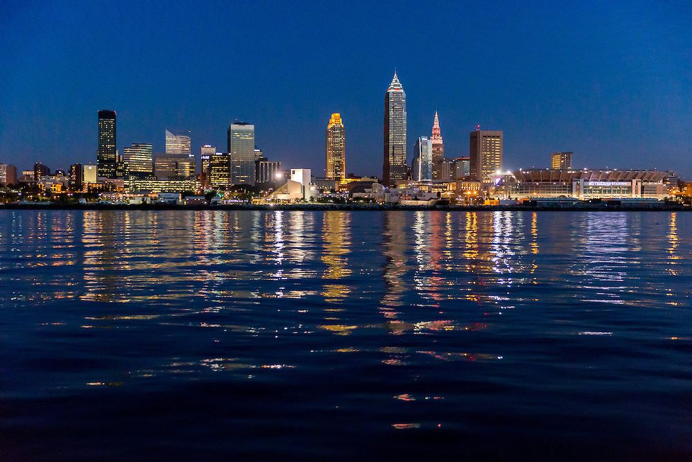 night cityscape of Cleveland Ohio
