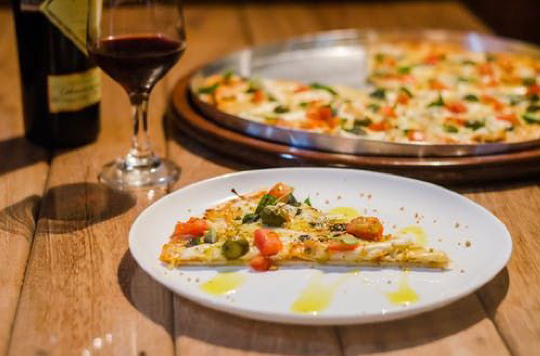Slice of vegetable pizza