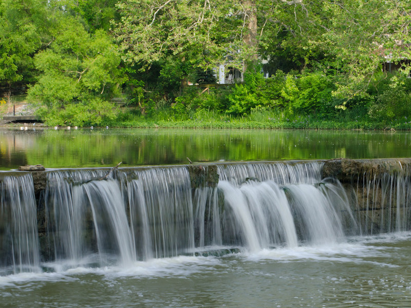 river waterfall at Riverside Park