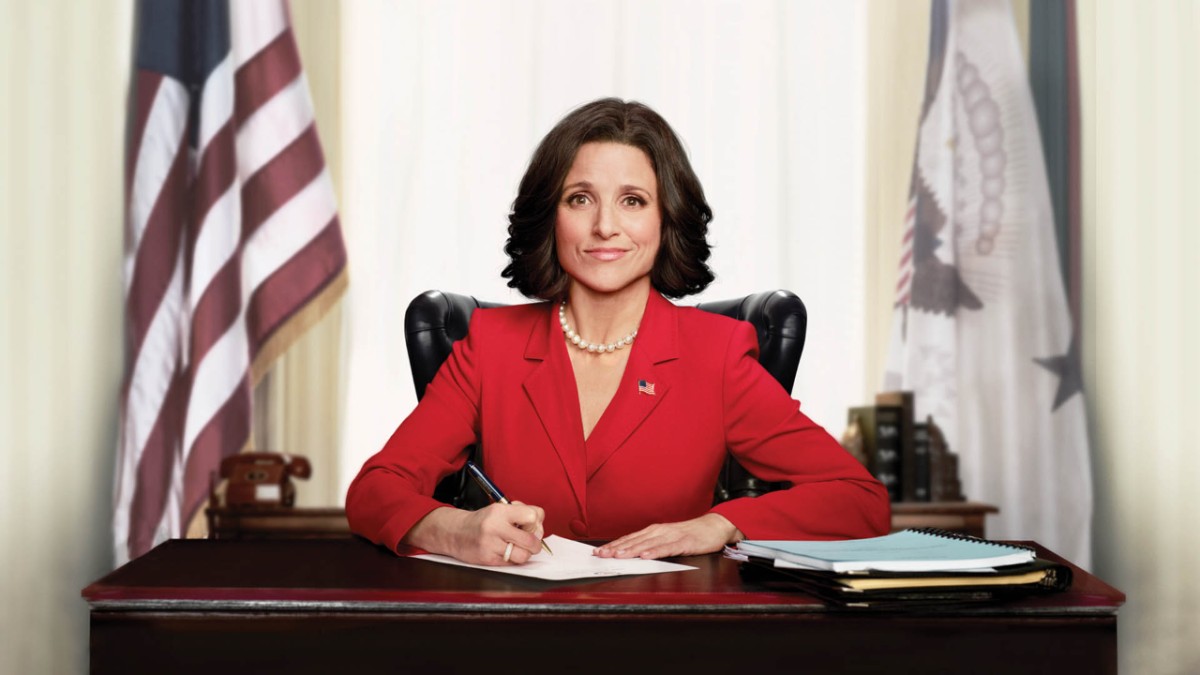 Selena Meyer sits at her desk in the vice presidential office